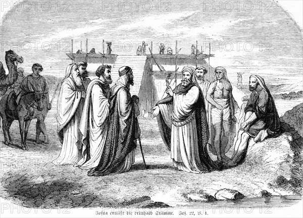 Joshua dismisses the three and a half tribes