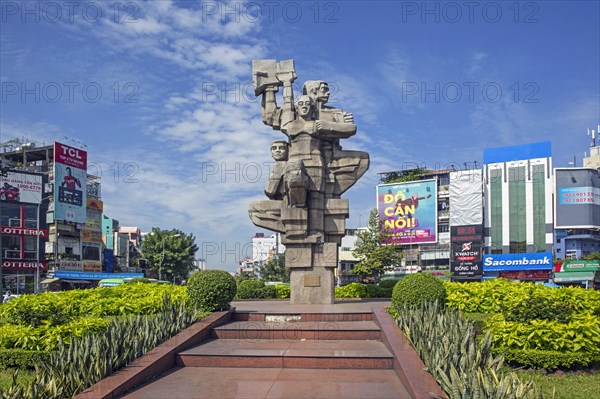 Monument to the Workers Struggle on roundabout in the town centre of Ho Chi Minh City