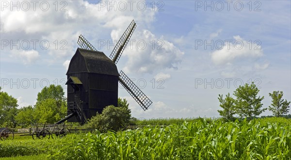 Old historic trestle windmill