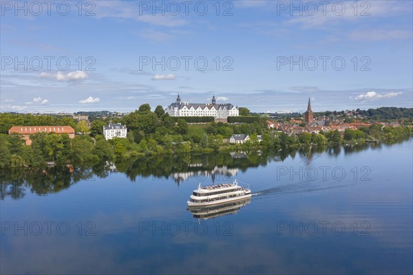 Aerial view over 17th century Ploen Castle
