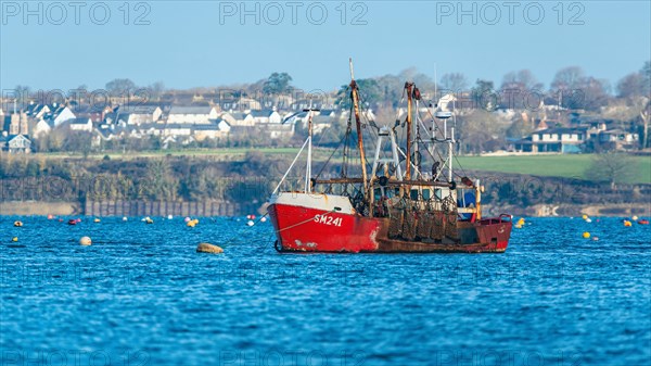 Crab Fishing Boat on River Exe, Dawlish Warren, Exmouth, Devon, England, United Kingdom, Europe