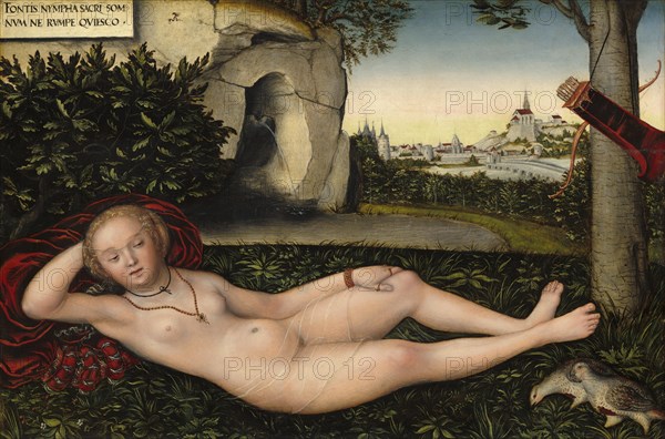 The Nymph of Spring, Spring Nymph, Naiad, painting by Lucas Cranach the Elder, 4 October 1472, 16 October 1553, one of the most important German painters, graphic artists and letterpress printers of t...
