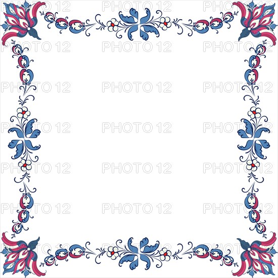 Vector floral frame with traditional Norwegian Rosemaling motif