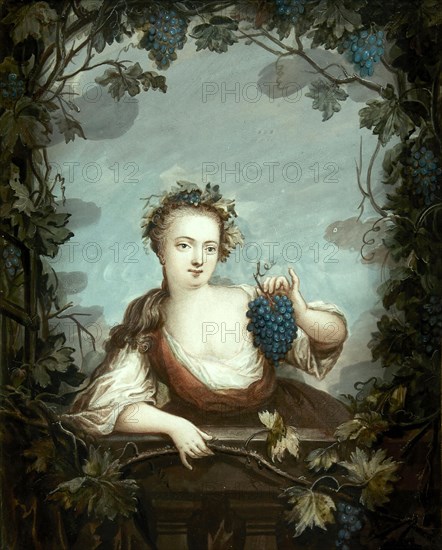 Woman with Grapes, painting by Ditlev Blunck, Historical, digitally restored reproduction of a historical work of art