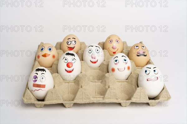 Funny Eggs. Faces on the eggs Eggs Smiles. Studio