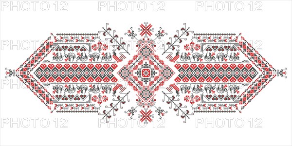 Traditional Romanian embroidery vector design elment over white background