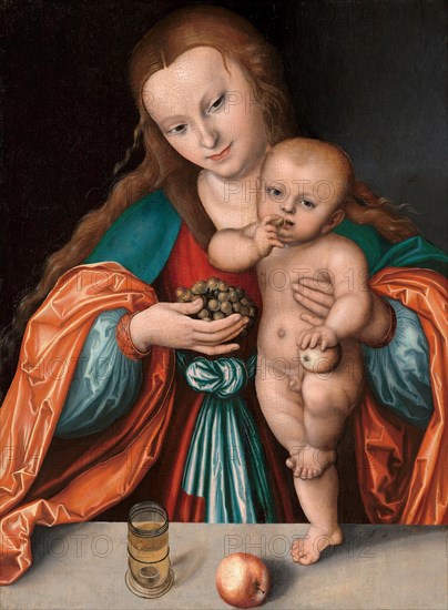 Madonna and Child, painting by Lucas Cranach the Elder, 4 October 1472, 16 October 1553, one of the most important German painters, graphic artists and book printers of the Renaissance, Historical, di...