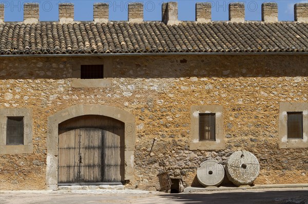 Torre de Canyamel, farmyard with old millstones, near Capdepera, Majorca, Balearic Islands, SpainMallorca, Balearic Islands, Spain, Europe
