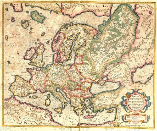 Atlas, map from 1623, Europe, Near East, Russia, Mediterranean, digitally restored reproduction from an engraving by Gerhard Mercator, born as Gheert Cremer, 5 March 1512, 2 December 1594, geographer ...