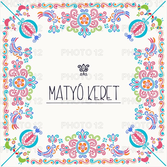 Vector frame with traditional Hungarian floral motives