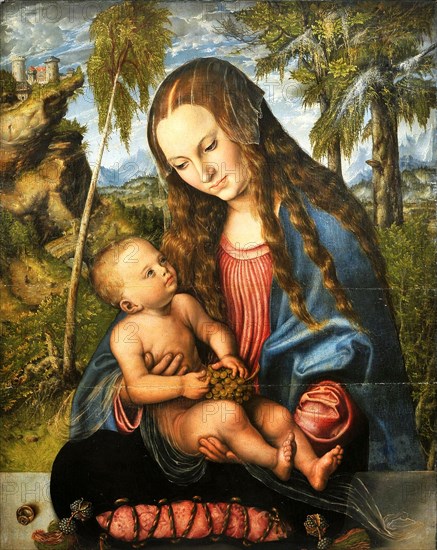 Madonna and Child, painting by Lucas Cranach the Elder, 4 October 1472, 16 October 1553, one of the most important German painters, graphic artists and book printers of the Renaissance, Historical, di...
