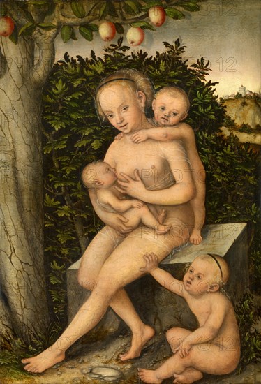 Caritas, term for active charity and benevolence, painting by Lucas Cranach the Elder, 4 October 1472, 16 October 1553, one of the most important German painters, graphic artists and letterpress print...