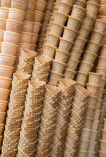 Empty Waffle Ice Cream Cones in the view