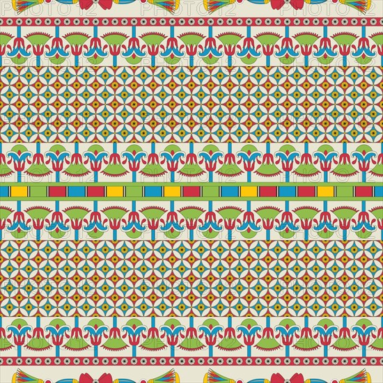 Ancient Egyptian traditional background, vector seamless pattern