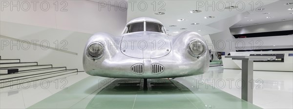 Type 64, built in 1939, sports car. One of three examples built for the long-distance race Berlin, Rome. This sports car is considered the ancestor of all later Porsche sports cars. Porsche Museum, Au...