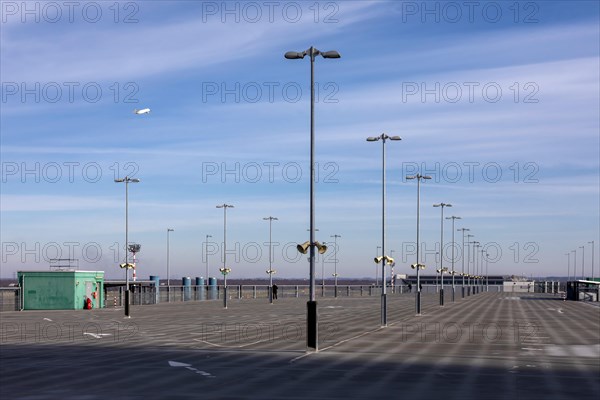 Duesseldorf Airport, DUS, parking, parking spaces, empty parking decks in Airport International car parks in lockdown in Corona crisisAirport International, Duesseldorf Airport, airfield, taxiway, Due...