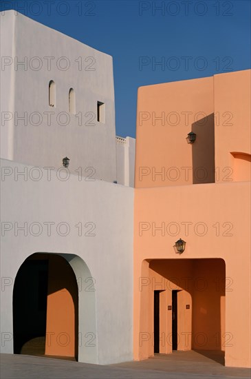 Colourful houses in Mina District, Mia Park, Old Port Doha, Qatar, Asia