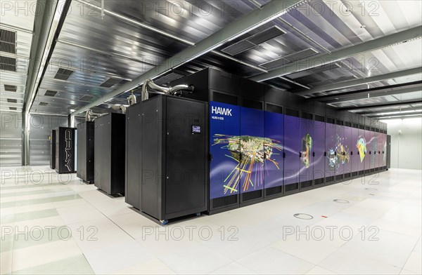 University computer centre, HAWK high-performance computer, one of the fastest computers in the world. High Performance Computing Centre of the University HLRS, Stuttgart, Baden-Wuerttemberg, Germany,...