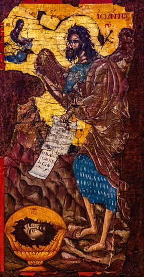 Saint John Prodromuos, 18th c., Ikoe in Panagia tou Kastrou, Mary of the Castle, Cathedral, Byzantine Museum, 11th c., Rhodes Town, Greece, Europe
