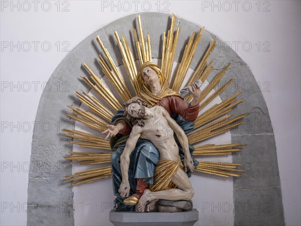 Pieta in the Catholic parish church of St. Peter and Paul, former collegiate church, Romanesque columned basilica, Unesco World Heritage Site, Niederzell on the island of Reichenau in Lake Constance, ...