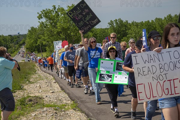 Oxford, Michigan USA, 11 June 2022, Hundreds rallied for tighter gun control laws in the town where four students were shot and killed at Oxford High School in November 2021. It was one of many rallie...