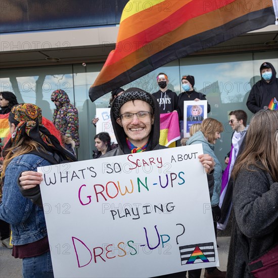 Royal Oak, Michigan USA, 11 March 2023, A small group of conservative Republicans protesting the Sidetrack Bookshops Drag Queen Story Hour were outnumbered by many hundreds of counter-protesters suppo...