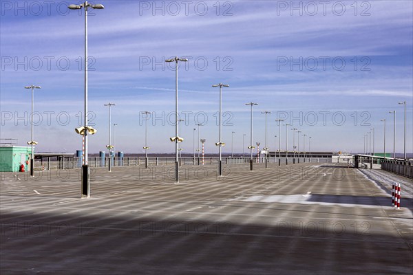 Duesseldorf Airport, DUS, parking, parking spaces, empty parking decks in Airport International car parks in lockdown in Corona crisisAirport International, Duesseldorf Airport, airfield, taxiway, Due...