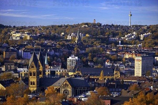 Panoramic view of Elberfeld with St. Suitbertus Church, Wuppertal, Bergisches Land, North Rhine-Westphalia, Germany, Europe