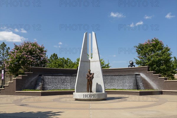 Tulsa, Oklahoma, Hope Plaza at John Hope Franklin Reconciliation Park. The park is a memorial based on the 1921 race massacre in which many African-Americans were murdered and the Greenwood District b...