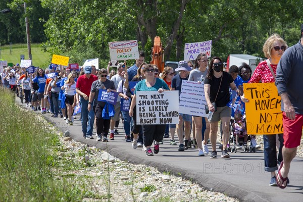 Oxford, Michigan USA, 11 June 2022, Hundreds rallied for tighter gun control laws in the town where four students were shot and killed at Oxford High School in November 2021. It was one of many rallie...
