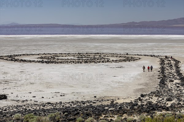 Promontory, Utah, The Spiral Jetty, an earthwork sculpture created by Robert Smithson in 1970 in Great Salt Lake. The sculpture was underwater for 30 years but is now on dry land due to the historic d...