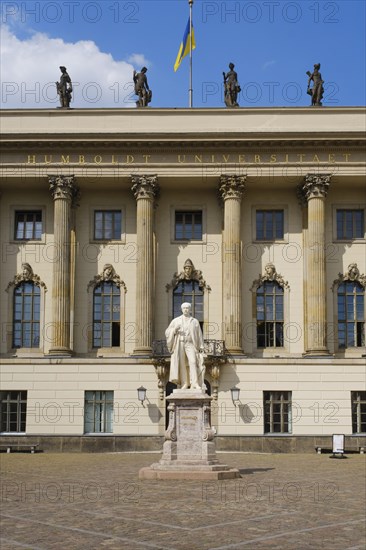 Humboldt University with Hermann von Helmholtz Monument, Unter den Linden, Berlin, Germany, Europe