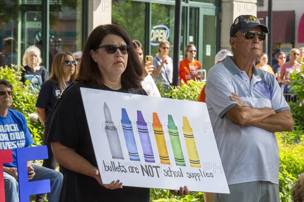 Oxford, Michigan USA, 11 June 2022, Hundreds rallied for tighter gun control laws in the town where four students were shot and killed at Oxford High School in November 2021. It was one of many rallie...