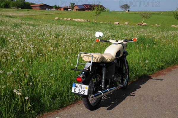 Vintage motorbike from the GDR MZ ES 150, Hesse, Germany, Europe