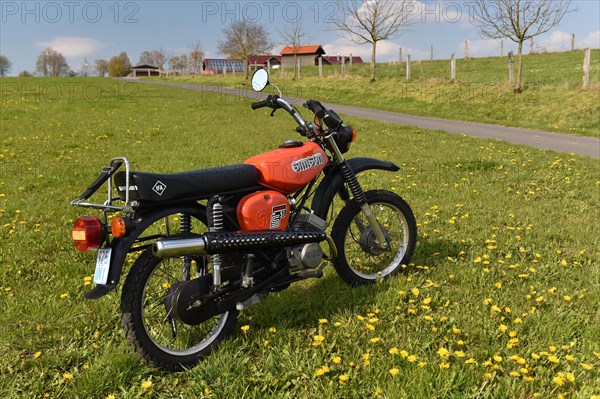 Vintage moped from the GDR Simson S51, Hesse, Germany, Europe