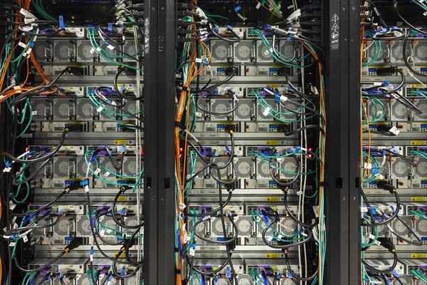 University computer centre, HAWK high-performance computer, one of the fastest computers in the world. High Performance Computing Centre of the University HLRS, Stuttgart, Baden-Wuerttemberg, Germany,...