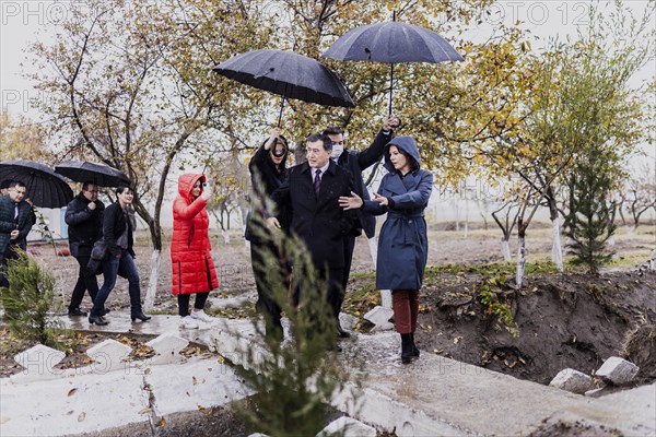 (R-L) Annalena Baerbock (Buendnis 90Die Gruenen), German Foreign Minister, and Vladimir Norov,