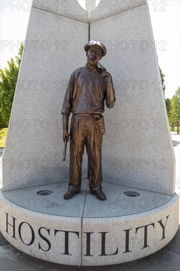 Tulsa, Oklahoma, Hope Plaza at John Hope Franklin Reconciliation Park. The park is a memorial based on the 1921 race massacre in which many African-Americans were murdered and the Greenwood District b...