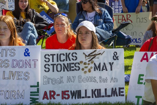 Oxford, Michigan USA, 11 June 2022, Hundreds rallied for tighter gun control laws in the town where four students were shot and killed at Oxford High School in November 2021. It was one of many rallie...