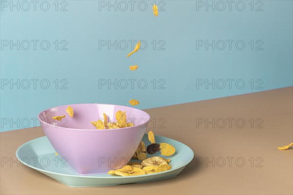 Healthy breakfast in pink bowl