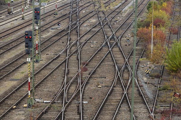 Railway line with many points