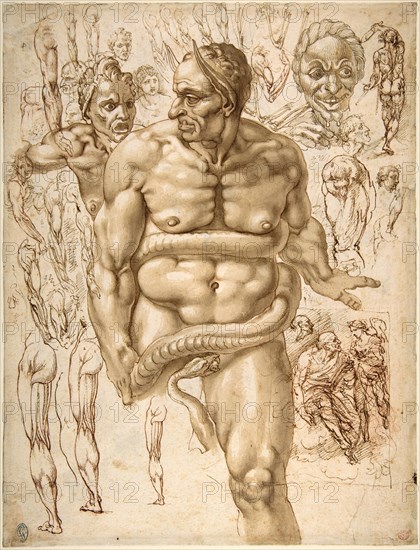 Active demon surrounded by a serpent