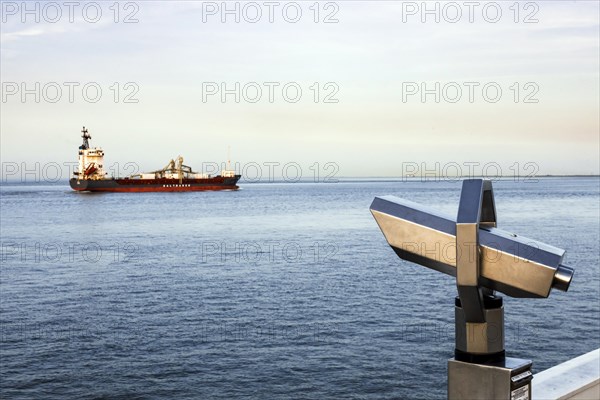View of the North Sea at the mouth of the Elbe in the evening