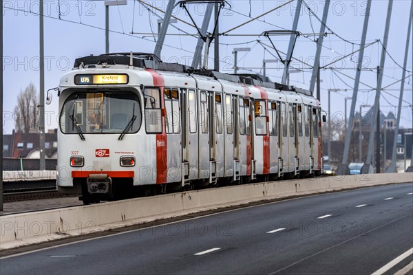 Tram crosses Oberkassel bridge