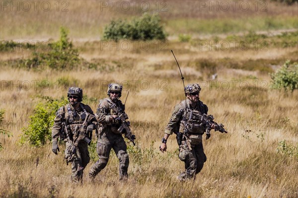 Soldiers of the Jaegerbataillon 292 train a combat situation at the Bundeswehr Combat Training Centre in Letzlingen