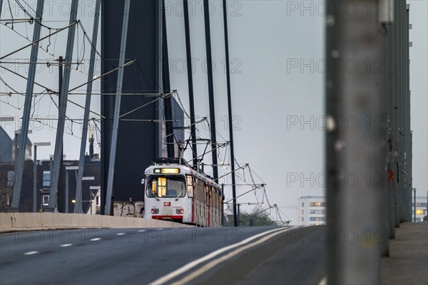 Tram crosses Oberkassel bridge