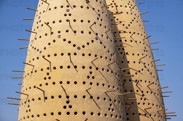 Close-up view of two of Pigeon Towers