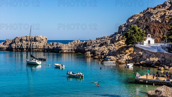St Pauls Bay in Lindos with Chapel