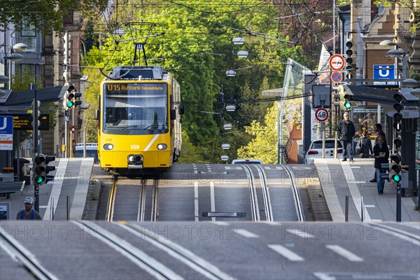 SSB light rail travels over hilly track