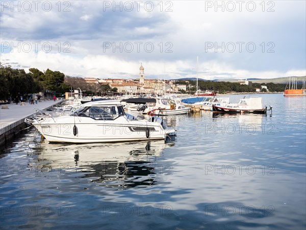 View over the harbour to the town of Krk